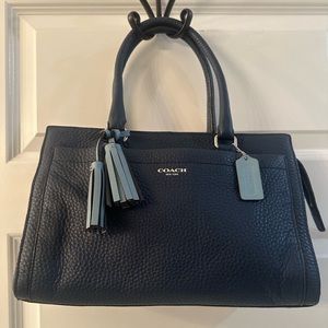 Coach- Legacy Chelsea Carryall Satchel, Handbag- Pebbled Leather (Navy)